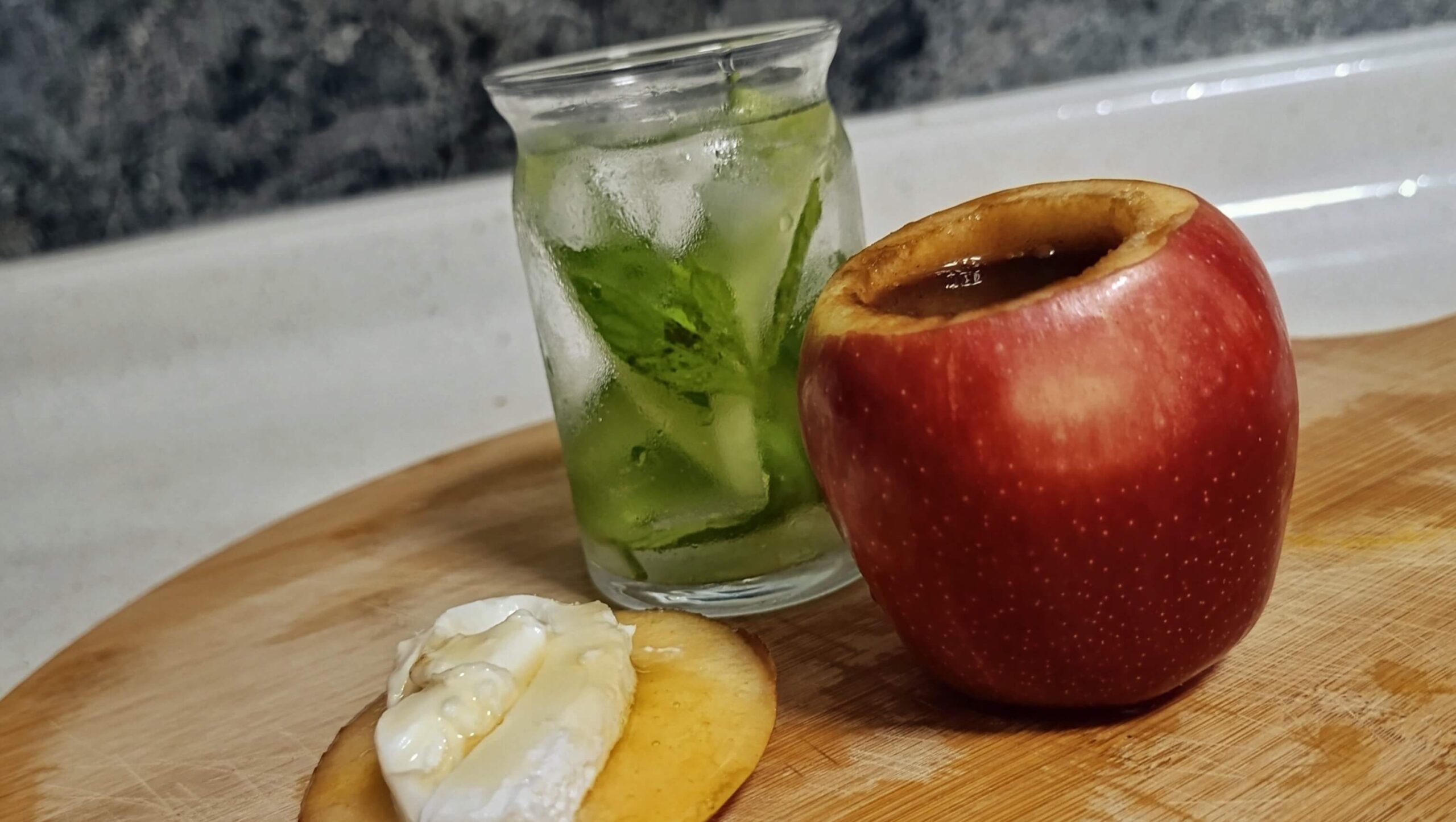 Gourmet Turkish coffee with side of honey cream apple and cucumber tonic