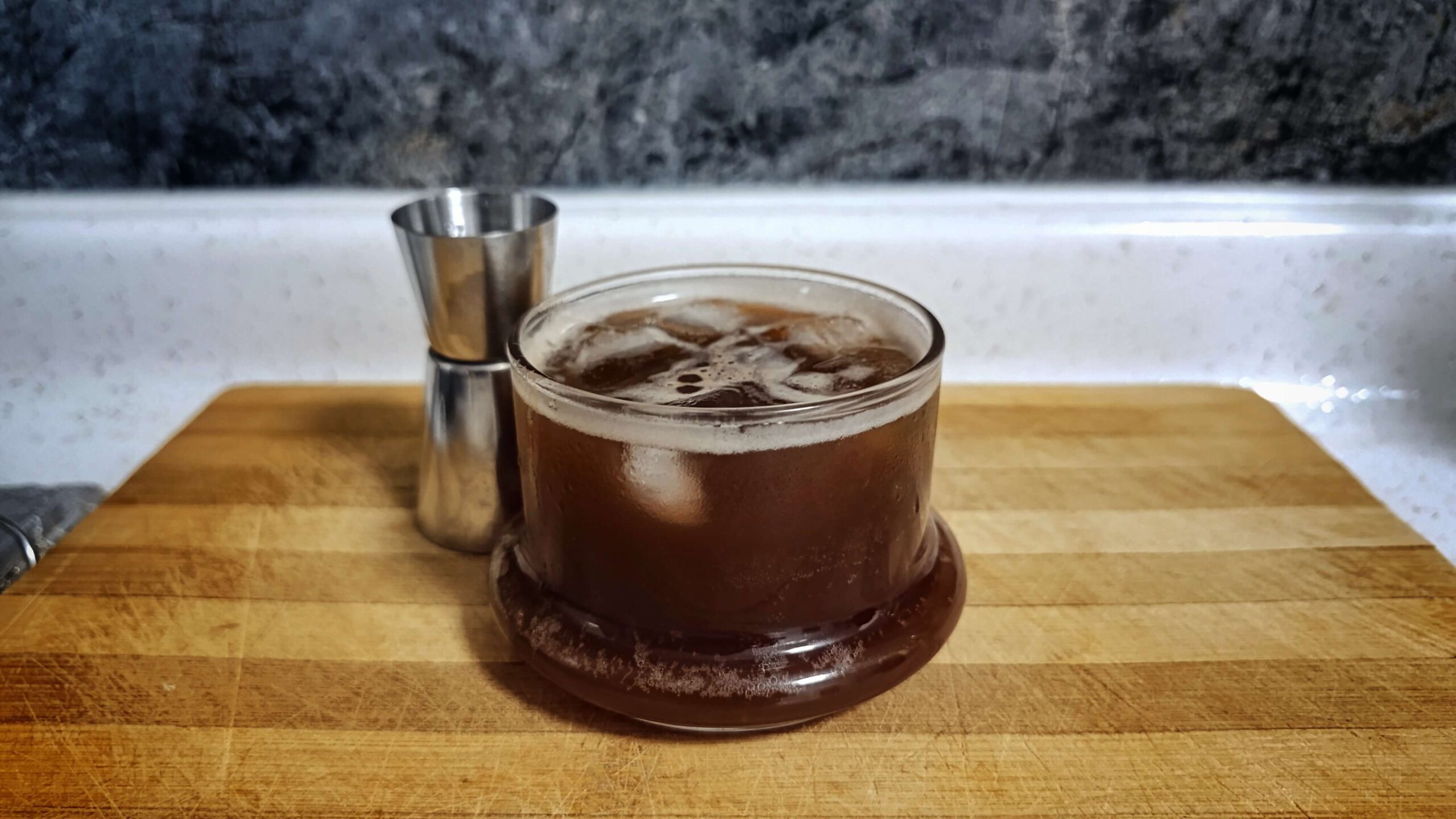 West Turkish Stout Kiss (Iced): A refreshing and bold fusion crafted with white mulberry, pineapple juice, ice, club soda, a double shot of espresso, and finished with a dark stout or Irish stout beer.